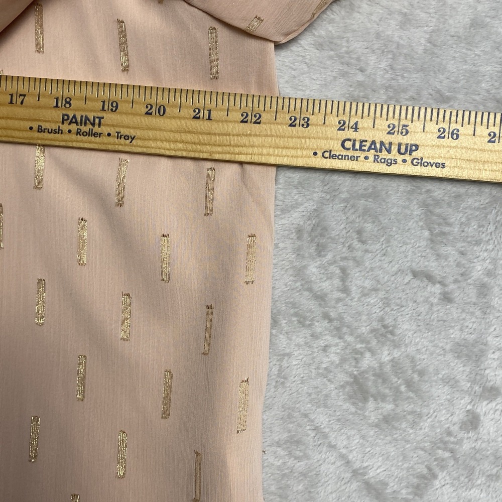 Chico's Womens Fairy Top Peach Gold Large 12 /2 Ruffles Sleeves Easter Blouse - Picture 7 of 7